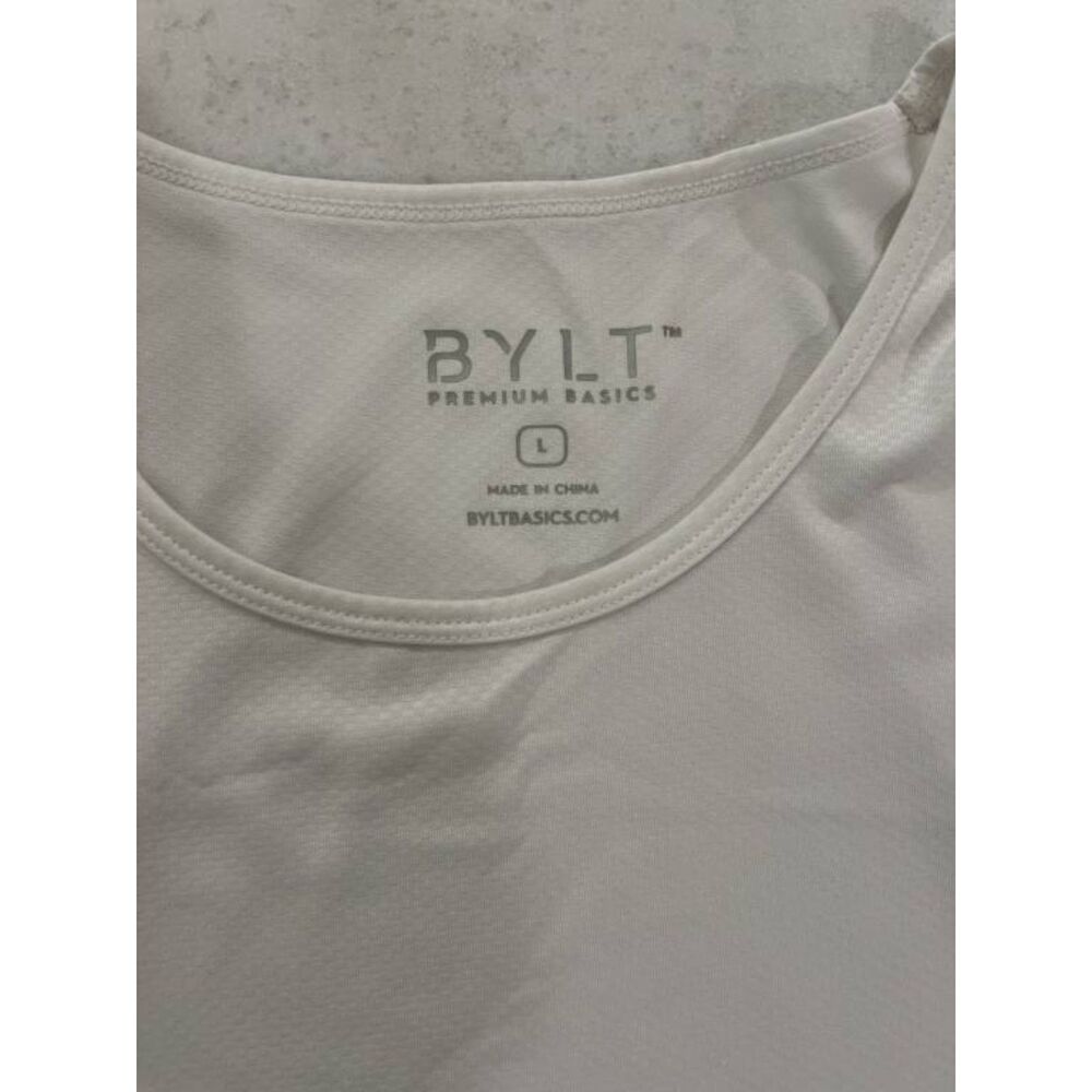 BYLT Premium Basics Men's Large White Drop Cut Performance Tank Top